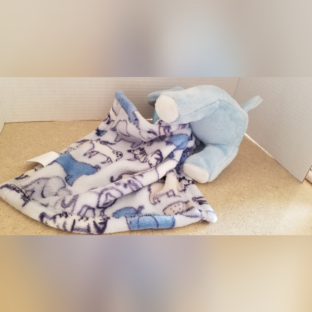 Baby Blue Elephant Lovey with Security Blanket Stuffed Animal NWT - Picture 15 of 15